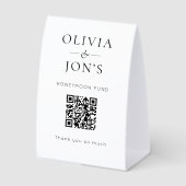 Plaque De Table Black White Honeymoon Fund and Menu Wedding  (Recto)