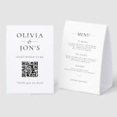 Plaque De Table Black White Honeymoon Fund and Menu Wedding  (Recto/verso)