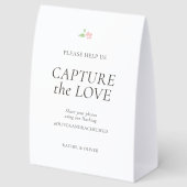 Plaque De Table Blanc | Capturez l'Amour Table de Mariage Haut  (Arrière)
