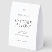 Plaque De Table Blanc | Capturez l'Amour Table de Mariage Haut  (Recto)