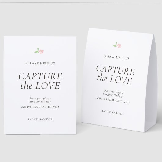 Plaque De Table Blanc | Capturez l'Amour Table de Mariage Haut  (Recto/Verso)