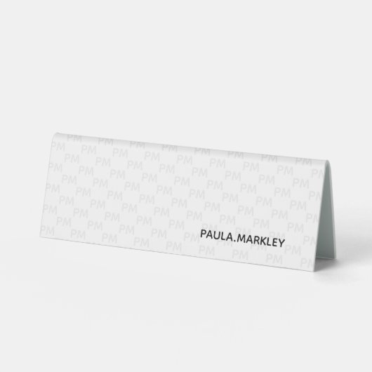 Plaque De Table Blanc clair simple gris moderne Monogramme Motif (Recto)