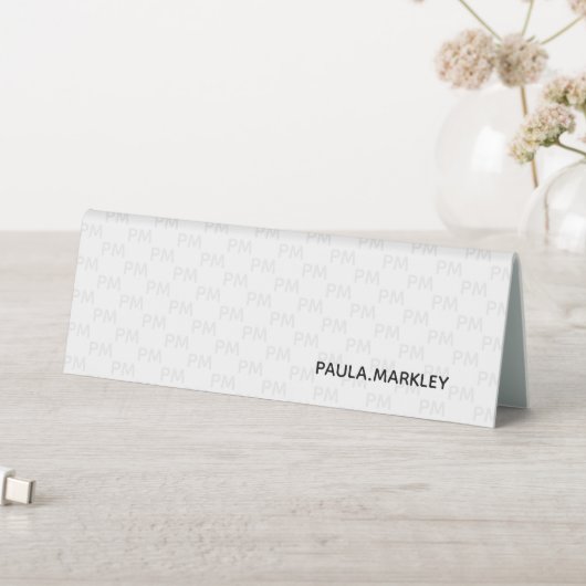 Plaque De Table Blanc clair simple gris moderne Monogramme Motif (En SItu (Tableau))