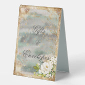 Plaque De Table Blanc Floral or Botanique Crème Mariage d'ivoire (Recto)