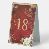 Plaque De Table Blanc Floral Or Botanique Rouge (Verso)