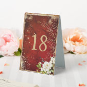 Plaque De Table Blanc Floral Or Botanique Rouge (In SItu (Mariage))