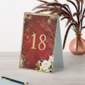 Plaque De Table Blanc Floral Or Botanique Rouge (En SItu (Tableau))