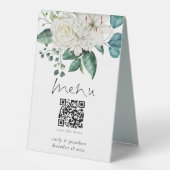 Plaque De Table Blanc Florals Eucalyptus Menu Qr Code Mariage (Recto)