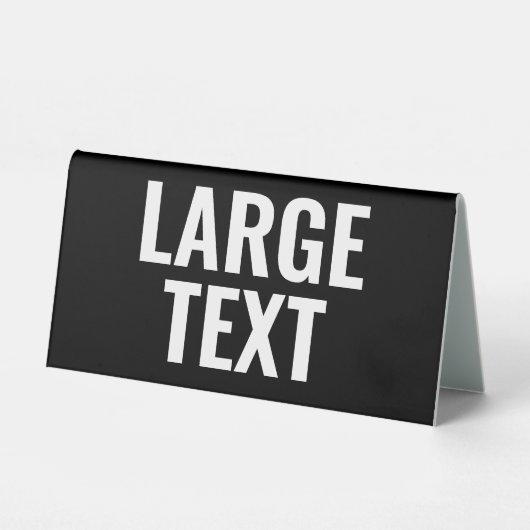 Plaque De Table Blanc noir de base avec grand nom ou texte (Recto)