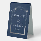 Plaque De Table Bleu Argent Céleste Friandises & Traités de Mariag (Verso)