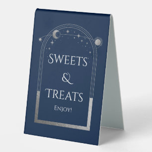 Plaque De Table Bleu Argent Céleste Friandises & Traités de Mariag