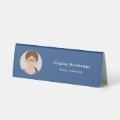 Plaque De Table Bleu Cercle Photo Employé Table Tente Signal (Verso)