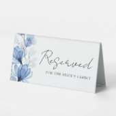 Plaque De Table Bleu Dusty transparent Floral Réservé (Recto)