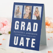 Plaque De Table Bleu Graduation Photo Collage personnalisé (In SItu (Mariage))