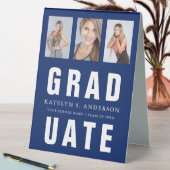 Plaque De Table Bleu Graduation Photo Collage personnalisé (En SItu (Tableau))