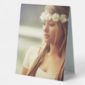 Plaque De Table Bleu Graduation Photo Collage personnalisé (Verso)