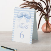 Plaque De Table Bleu Stripes Bow Baby Boy Douche Chiffres de table (En SItu (Tableau))