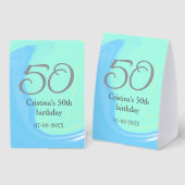 Plaque De Table bleu vert gris 50e anniversaire ajouter nom date r (Recto/verso)