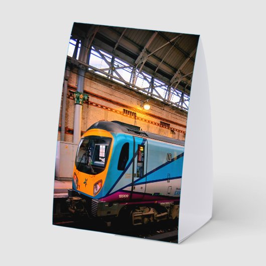 Plaque De Table Blue and yellow train (Verso)