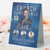 Plaque De Table Blue Bokeh Church Conference Service (In SItu (Mariage))