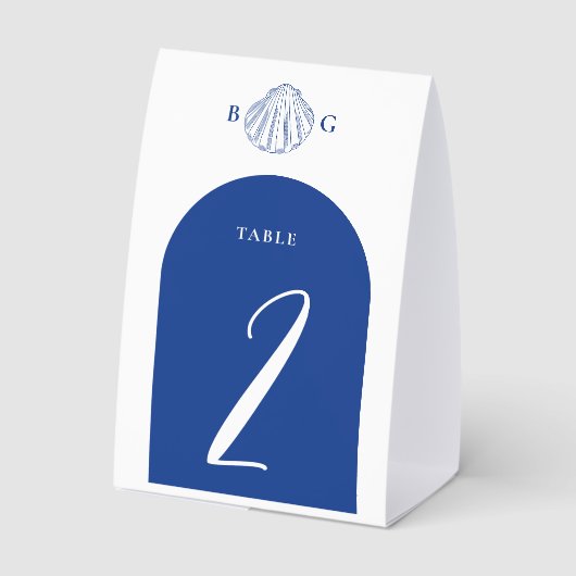 Plaque De Table Blue Clam Seashells Coastal Seaside Beach Wedding (Verso)