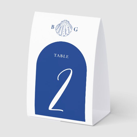 Plaque De Table Blue Clam Seashells Coastal Seaside Beach Wedding (Recto)