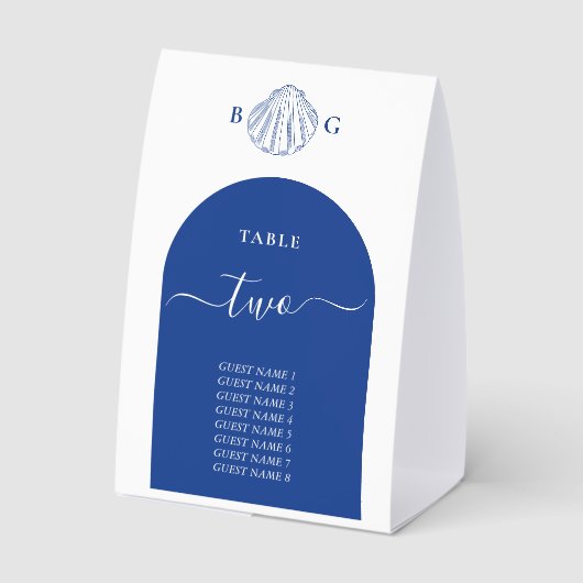 Plaque De Table Blue Clam Seashells Coastal Seaside Beach Wedding (Verso)