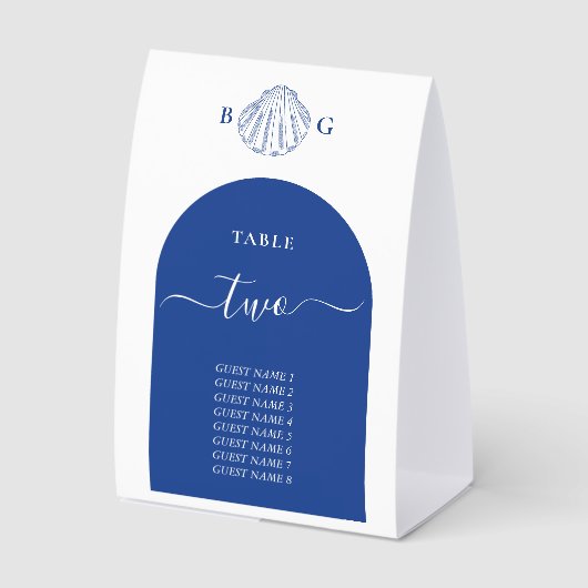 Plaque De Table Blue Clam Seashells Coastal Seaside Beach Wedding (Recto)