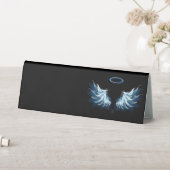 Plaque De Table Blue Glowing Angel Wings on black background (En SItu (Tableau))