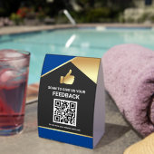 Plaque De Table Blue Gold QR Code Customer Feedback Review (InVersositu (sur table))