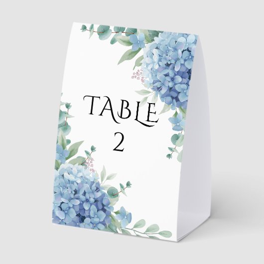 Plaque De Table Blue Hydrangea Floral Wedding  (Verso)