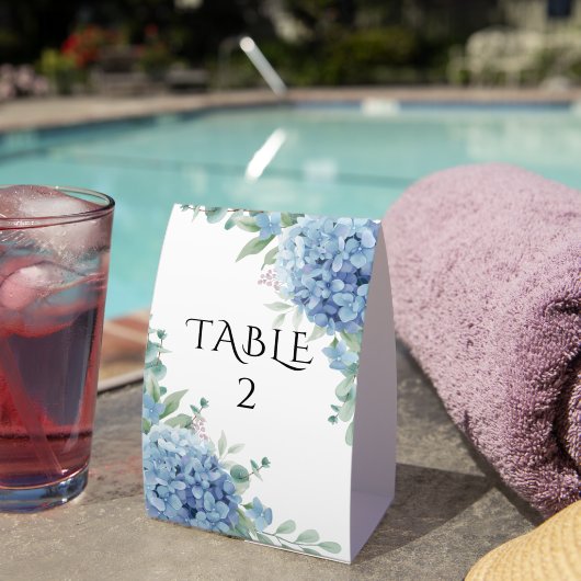 Plaque De Table Blue Hydrangea Floral Wedding  (InVersositu (sur table))