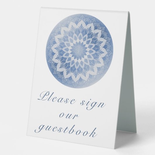 Plaque De Table Blue Lace Mandala Wedding (Recto)