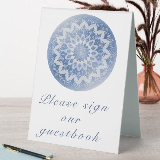 Plaque De Table Blue Lace Mandala Wedding (En SItu (Tableau))