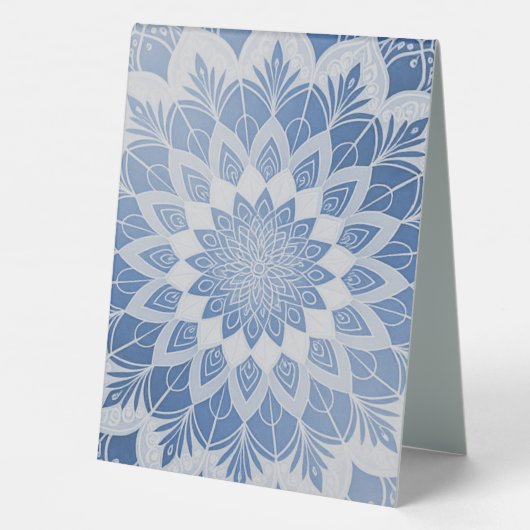 Plaque De Table Blue Lace Mandala Wedding (Verso)