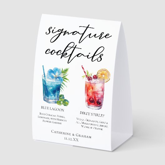 Plaque De Table Blue Lagoon Dirty Shirley Signature Cocktails Menu (Recto)