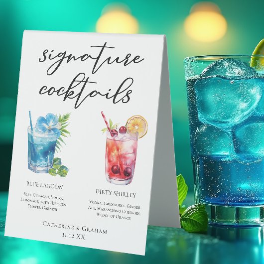 Plaque De Table Blue Lagoon Dirty Shirley Signature Cocktails Menu