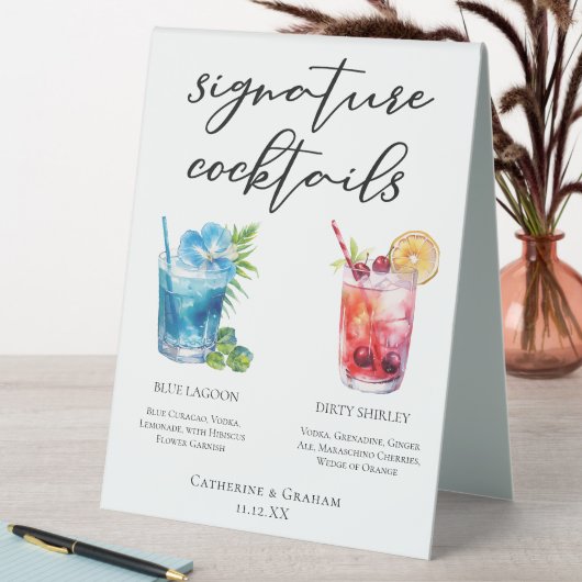 Plaque De Table Blue Lagoon Dirty Shirley Signature Cocktails Menu (En SItu (Tableau))