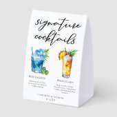 Plaque De Table Blue Lagoon Piña Colada Cocktails Wedding Menu (Verso)