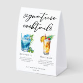 Plaque De Table Blue Lagoon Piña Colada Cocktails Wedding Menu (Recto)