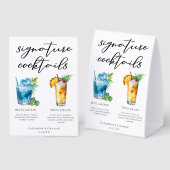 Plaque De Table Blue Lagoon Piña Colada Cocktails Wedding Menu (Recto/verso)