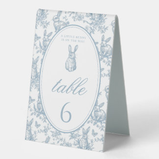 Plaque De Table Blue Toile Little Bunny Baby Shower Table Numbers