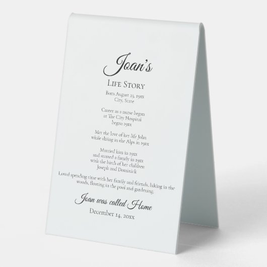 Plaque De Table Blue Winter Snowflakes Célébration de la vie funér (Verso)