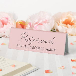 Plaque De Table Blush Pink réservé au Mariage de famille de Groom
