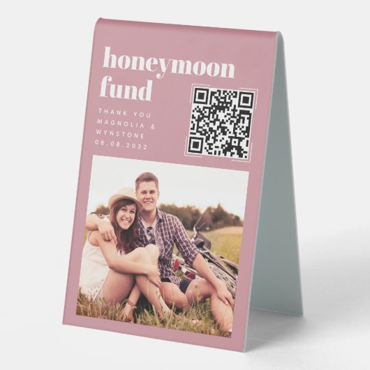 Plaque De Table Blush Rose Mariage Honmoon Fund QR Code (Verso)