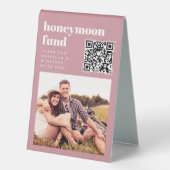 Plaque De Table Blush Rose Mariage Honmoon Fund QR Code (Recto)
