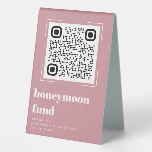 Plaque De Table Blush Rose Mariage Honmoon Fund QR Code (Verso)