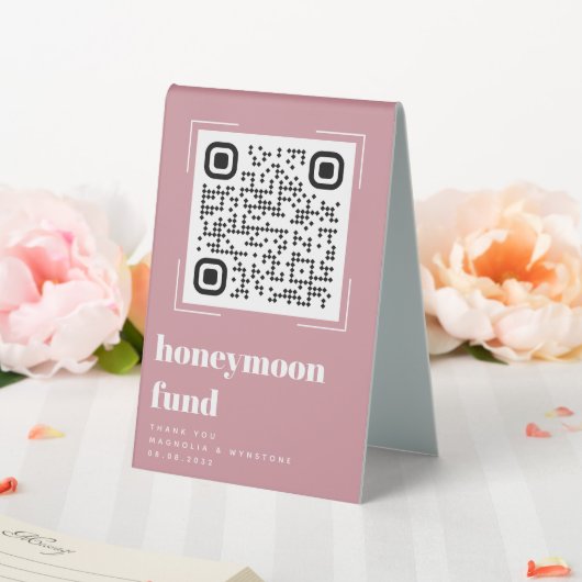 Plaque De Table Blush Rose Mariage Honmoon Fund QR Code (In SItu (Mariage))