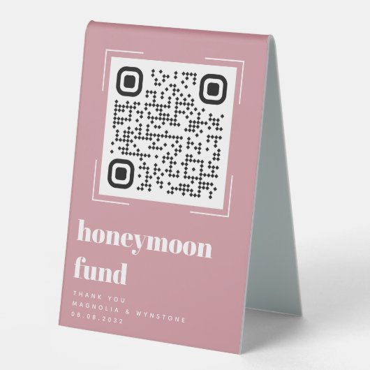 Plaque De Table Blush Rose Mariage Honmoon Fund QR Code (Recto)