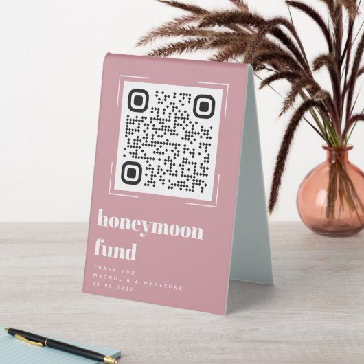 Plaque De Table Blush Rose Mariage Honmoon Fund QR Code (En SItu (Tableau))